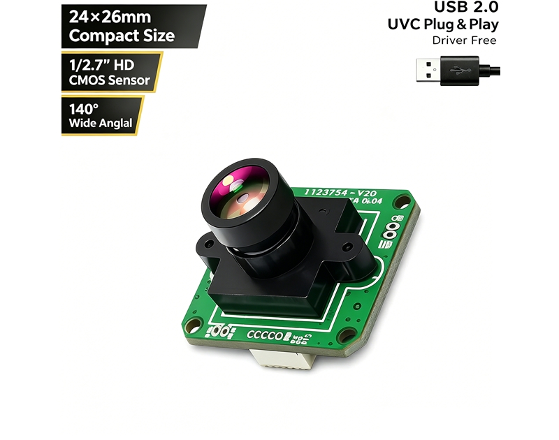 1080P USB 2.0 Camera Module with OV2710 CMOS Sensor 140 Degree Wide Angle UVC Optional Mic and LED for Machine Vision