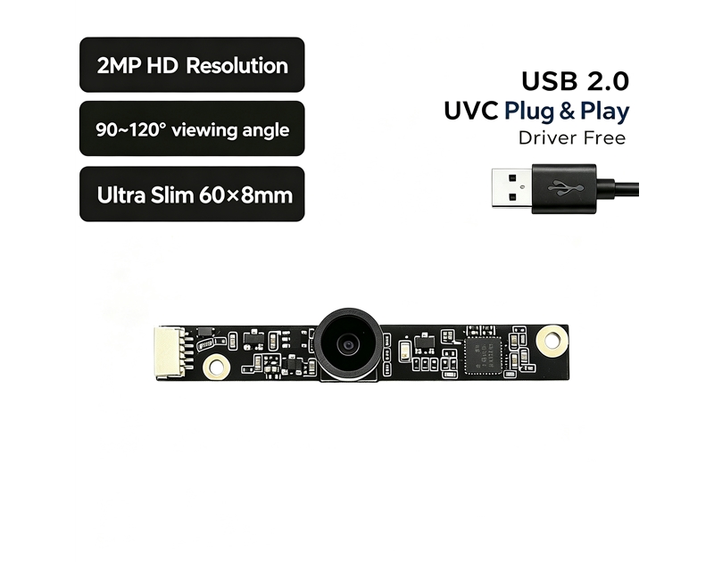 Ultra Slim 2MP USB Camera Module with OV2643 Sensor Built in Microphone UVC Plug and Play for POS ATM Barcode Scanner